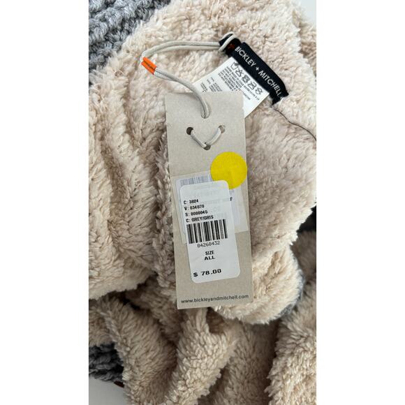 Bickley Mitchell Wool Blend Teddy Sherpa Infinity Scarf Grey New Chunky Knit - Picture 7 of 7